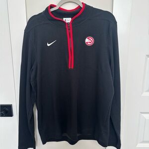 Nike Men's Black Quarter-Zip Pullover with Red Trim - Atlanta Hawks